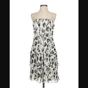 White House Black Market Strapless Dress - Black and Cream Floral Size 6